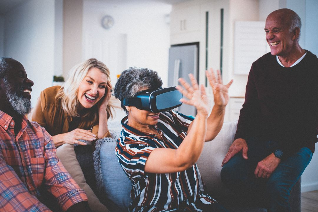 Image of a family having fun playing with virtual reality - The concept and application of the 'hero image' in web design - Image