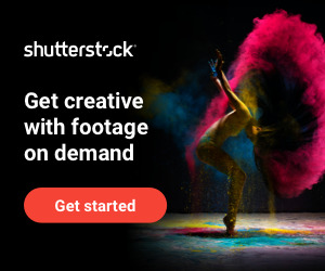 This is a graphical user interface from Shutterstock. The image promotes getting creative with on-demand footage and starting a project. The tags associated with the image are dance and text.